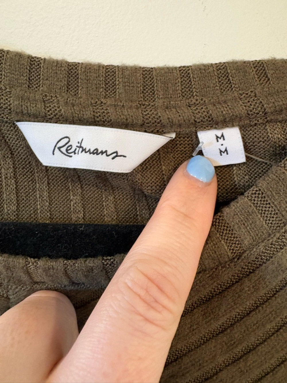Reitmans Olive Ribbed Knit Top - Picture 2 of 5